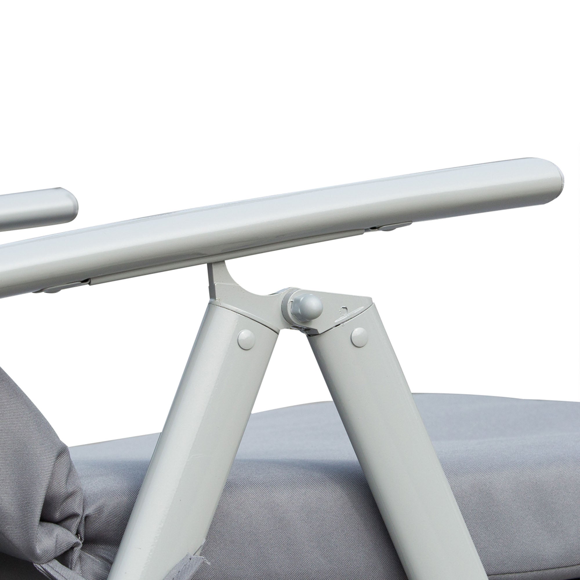 Sun Lounger/Beach/Garden, Foldable Adjustable with Cushion, Metal/Fabric Grey