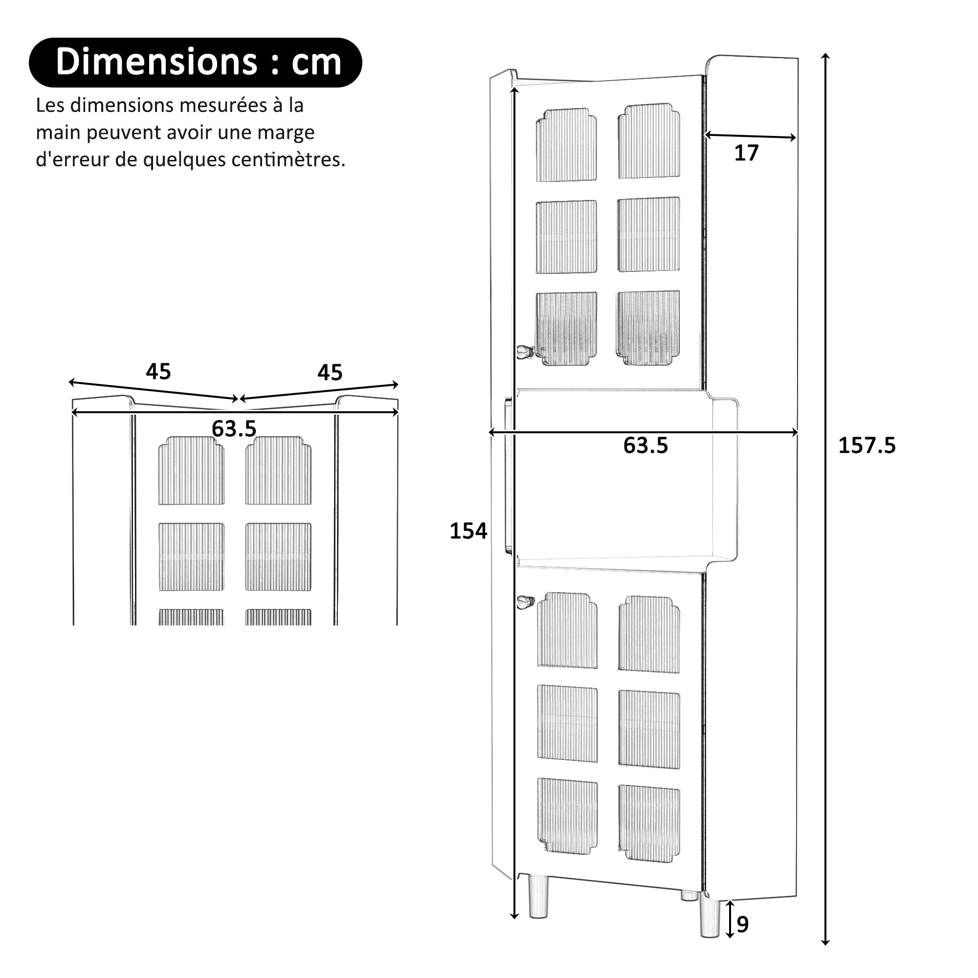 Corner Cabinet LED Multifunctional Storage - White Lacquer Finish