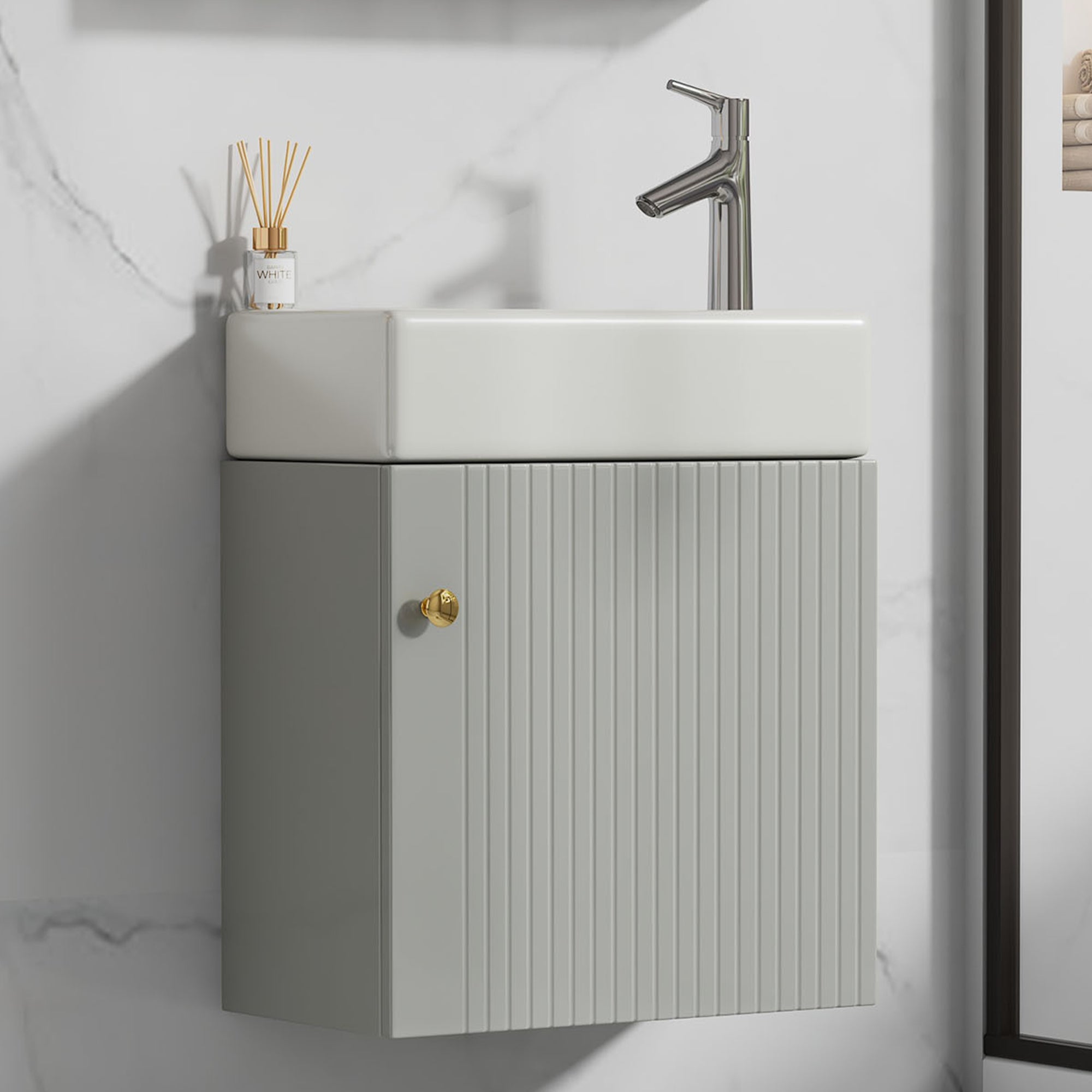 Bathroom Furniture Washbasin with 46cm Vanity Unit, Hanging, Small Guest