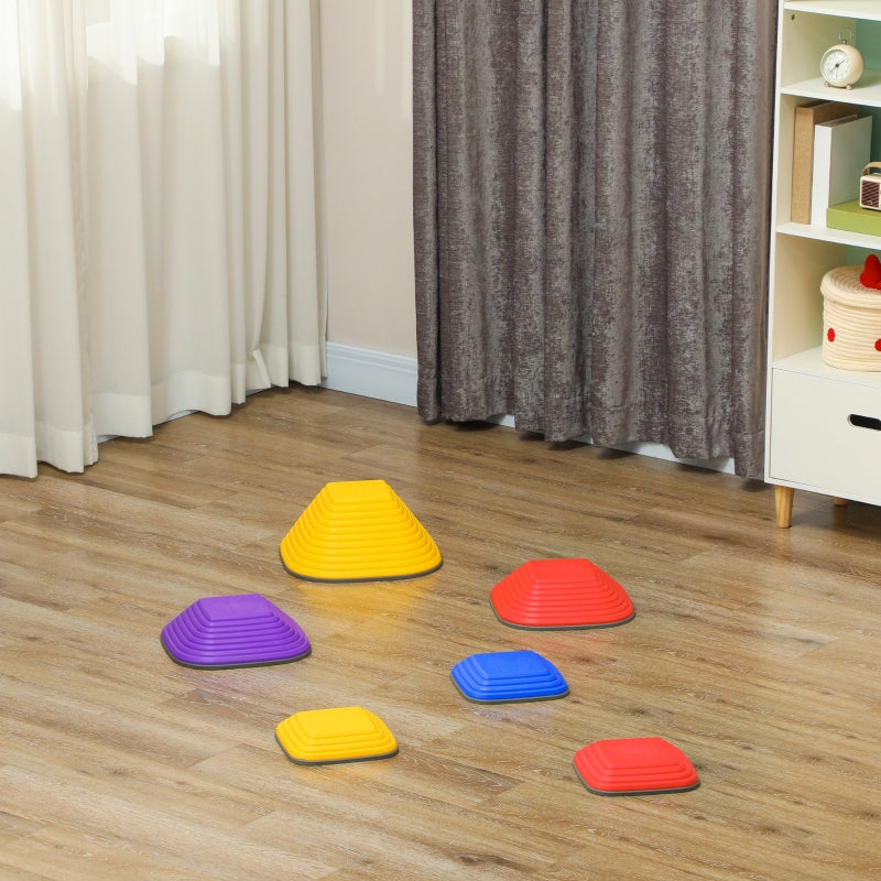 AIYAPLAY River Stones, 6 Piece Square Balancing Stackable Non Slip, Colorful
