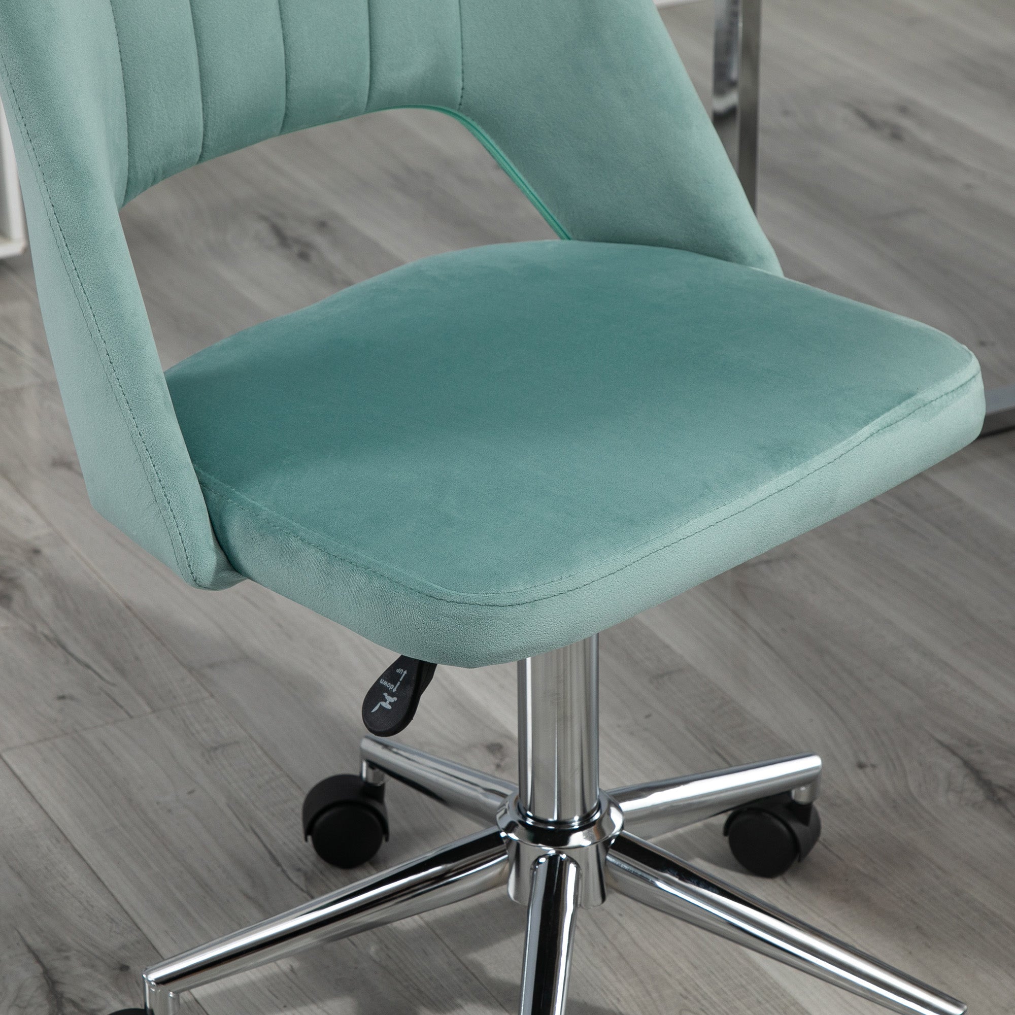 Vinsetto Desk Chair, Adjustable Swivel Office without Armrests, Green Velvet