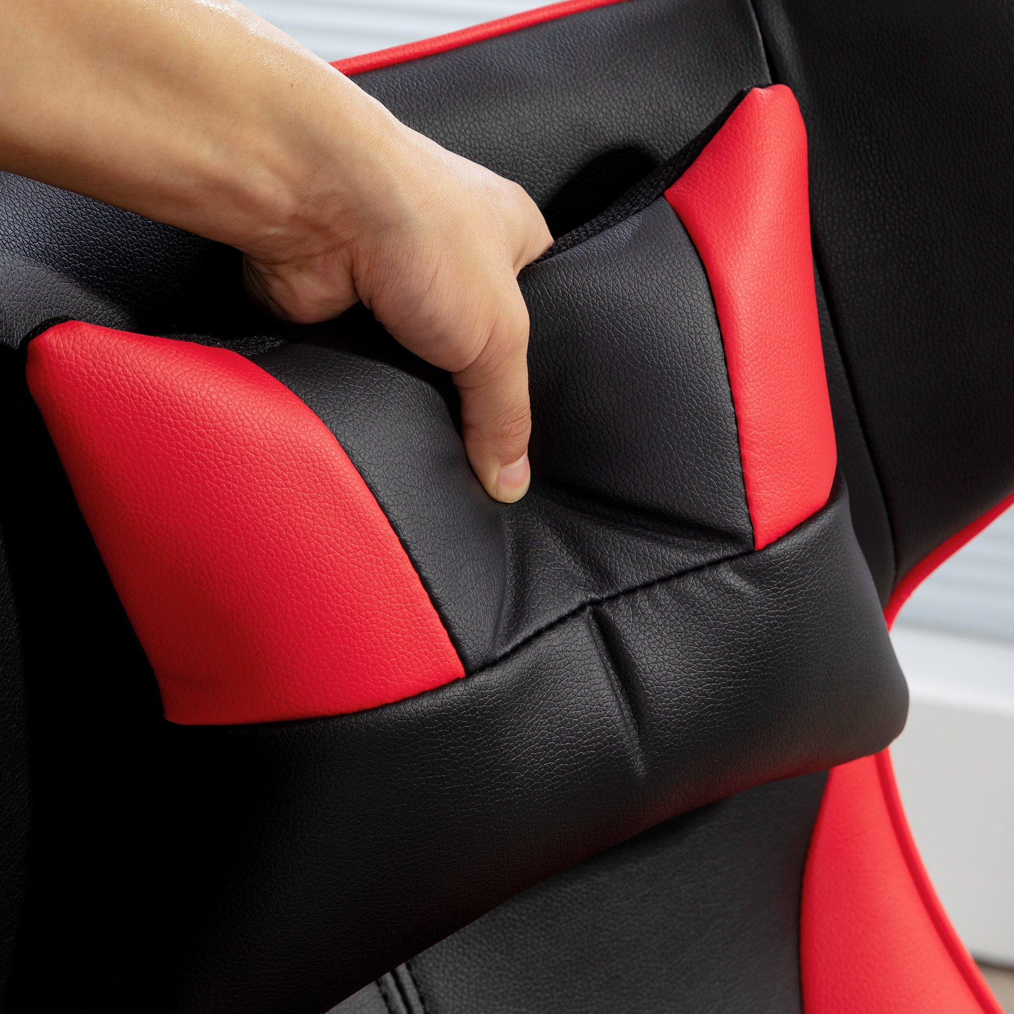 Vinsetto Gaming Chair with Rocker, Ergonomic, Height-Adjustable, Black + Red