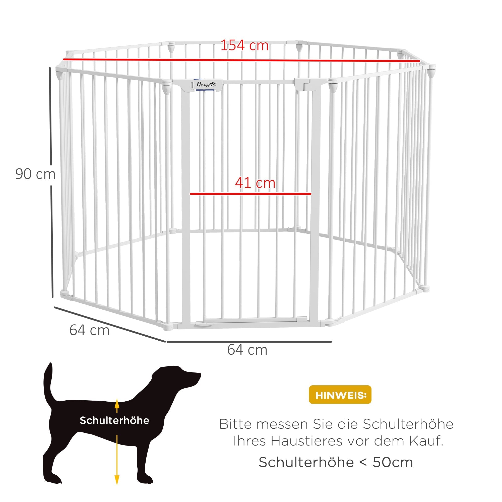 Puppy Playpen, 90cm High, 8 Panels, Foldable, Grey