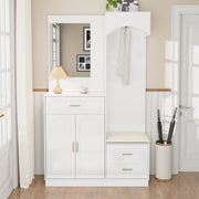 Compact Wardrobe Shoe Cabinet Entrance Storage with Mirror, Modern