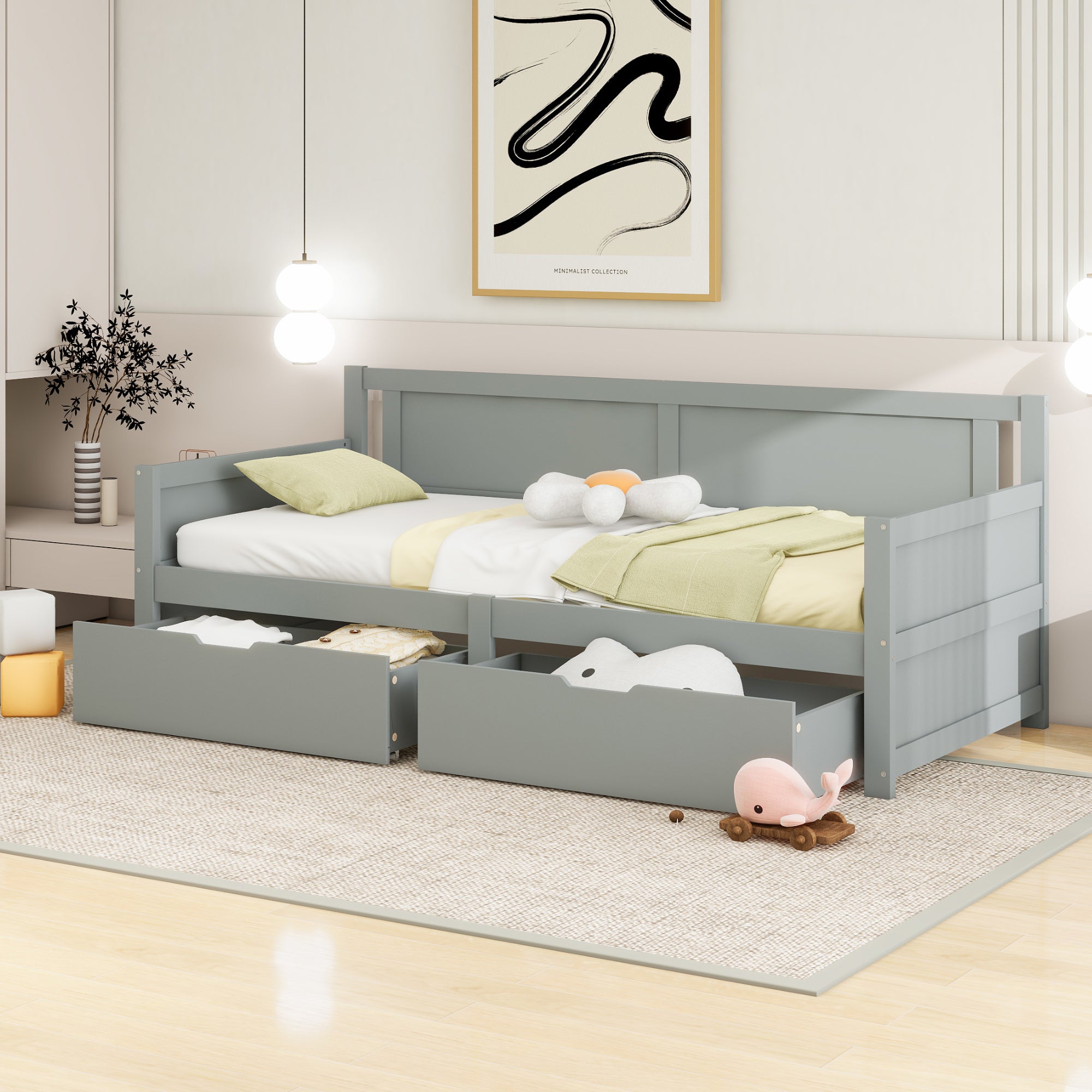 Upholstered Bed, 180x200cm LED & Hydraulic Storage, Faux Leather Light Grey