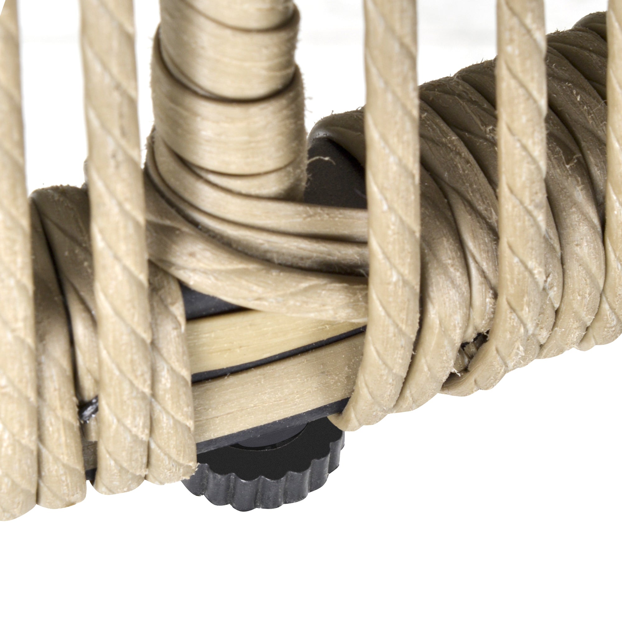 3 Pieces Rattan Bistro Set, Wicker Furniture with Cushions and Glass Top Table, Brown