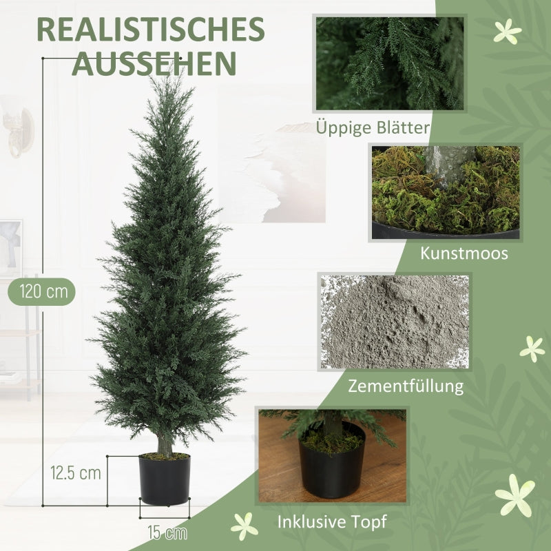 Artificial Cypress Plant, 120cm UV-resistant Tree, Green