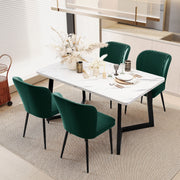 Dining Chair, Upholstered Velvet with Metal Frame, Dark Green (Set of 4)