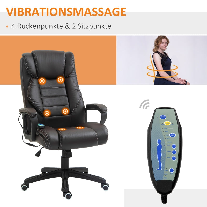 Vinsetto Office Chair, Massage, Ergonomic, Swivel, Brown