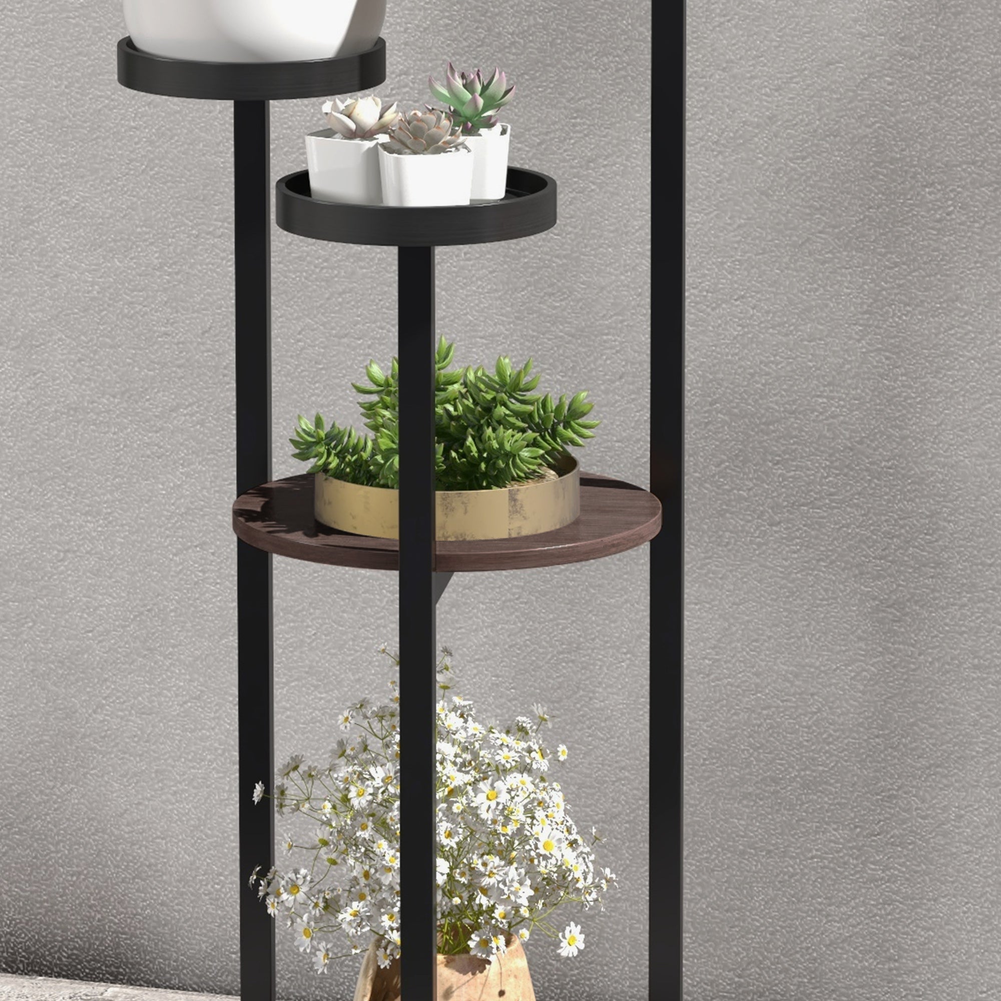 Plant Stand, 5 Levels, Wooden, Brown