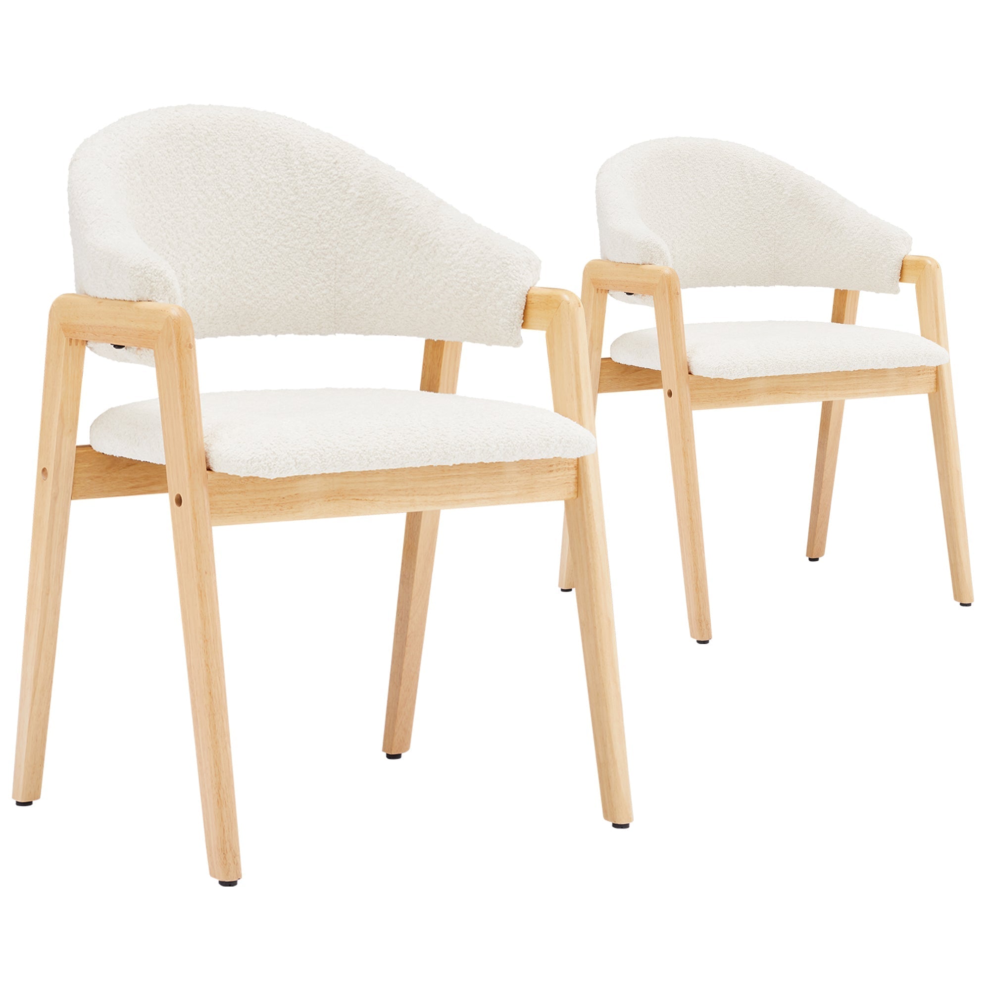 Teddy Chairs Set of 2 Ergonomic Curved Backrests - White