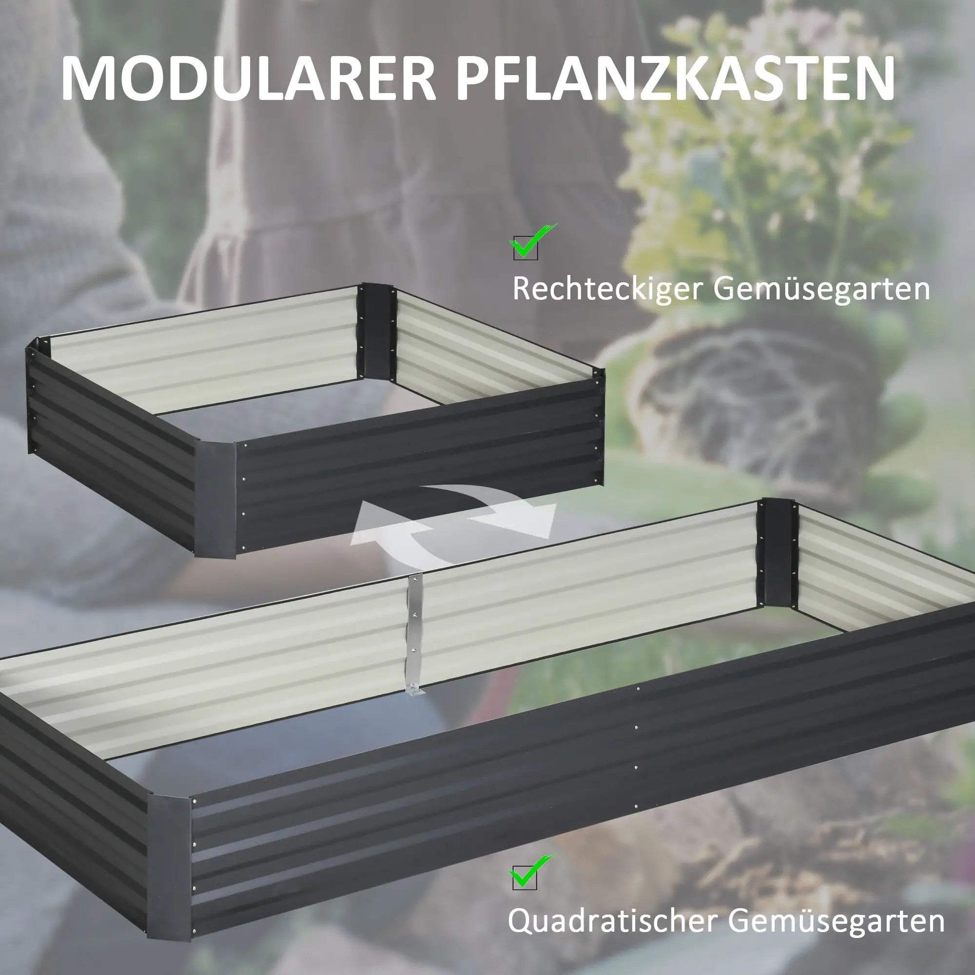 Raised Garden Bed, Open Base Easy Assembly Steel, Grey