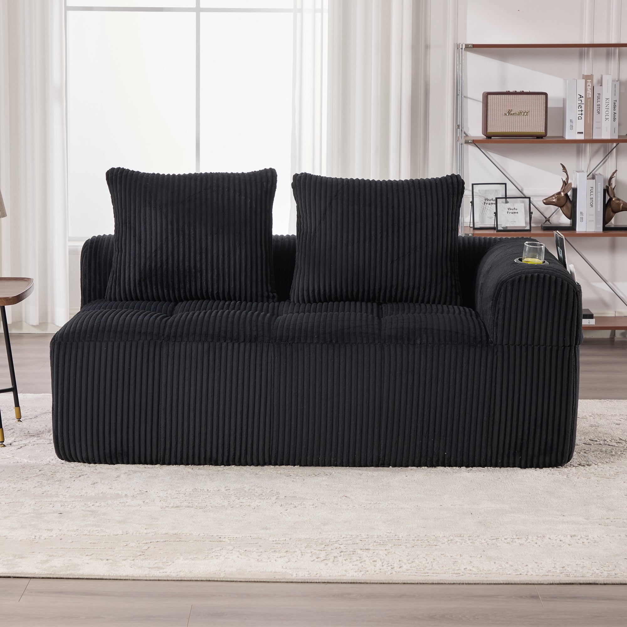 Two-Seater Sofa Storage Pocket Drink Holder - Corduroy Fabric