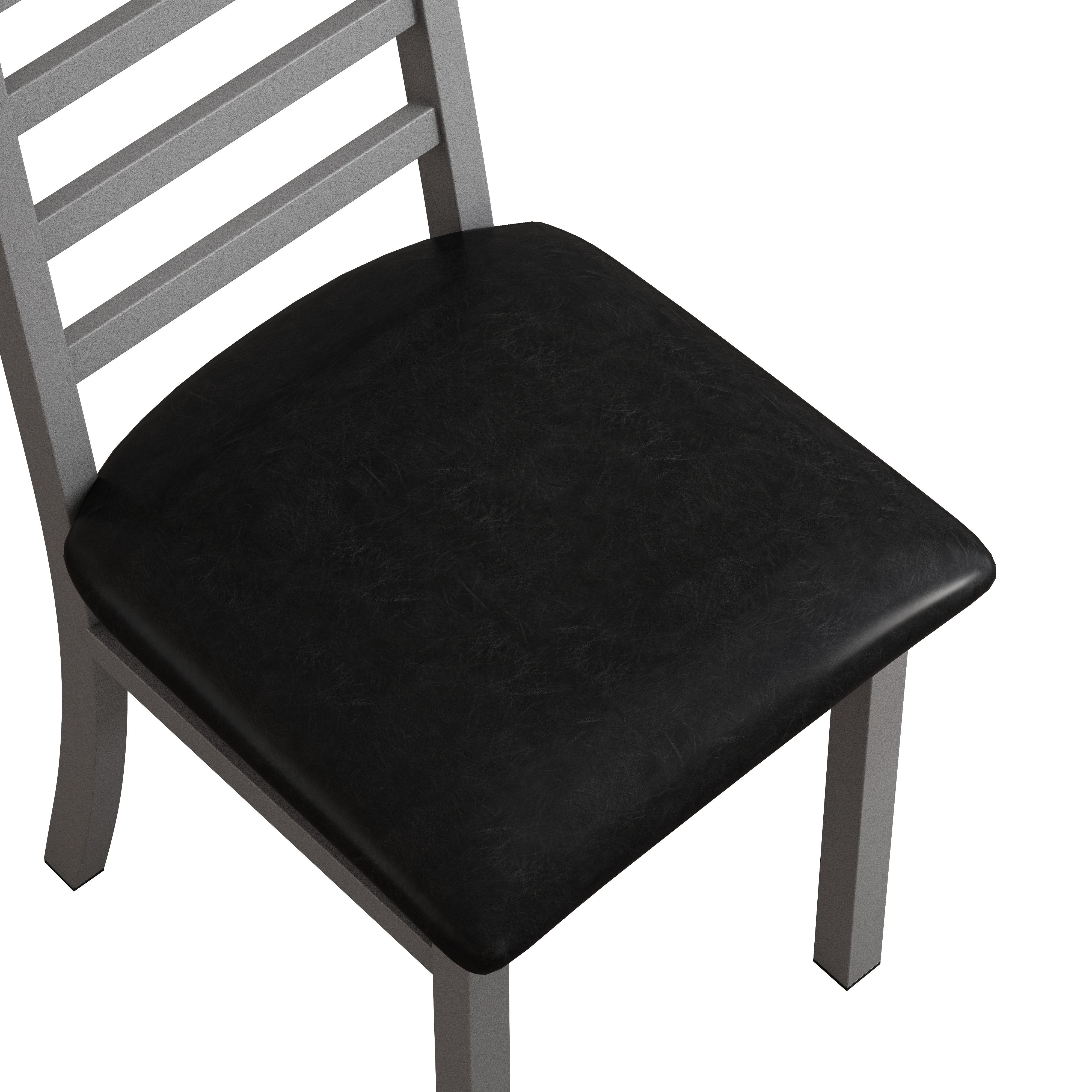 Dining Chairs - Set of 4, High Back Armless, Steel & PU Leather, Grey