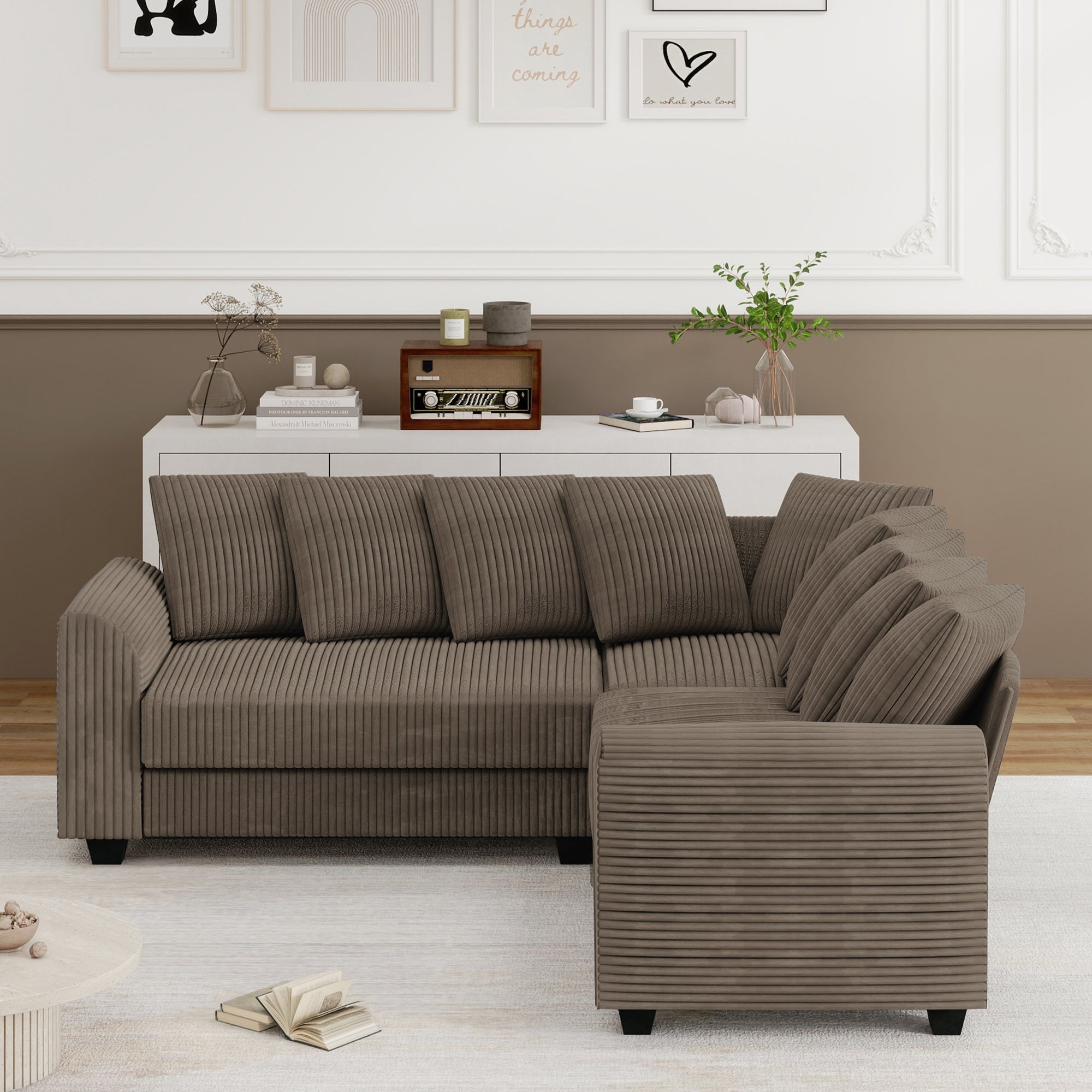 Modular Combination Sofa L-Shaped Corner with Movable Cushions