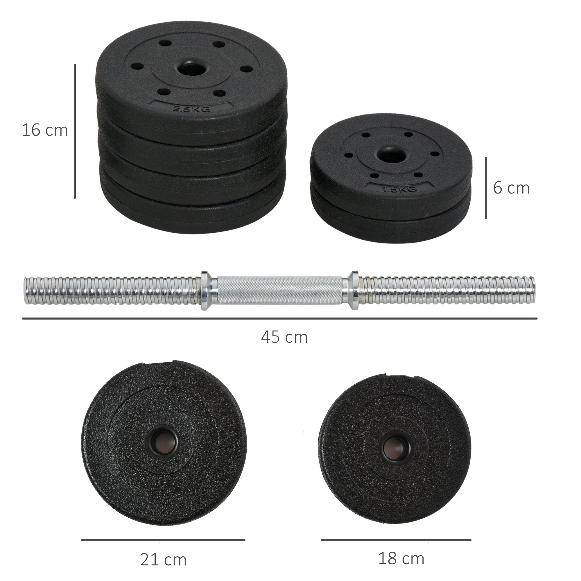 Dumbbell Set 30KG Weight Plates for Home & Gym, Steel PU Black