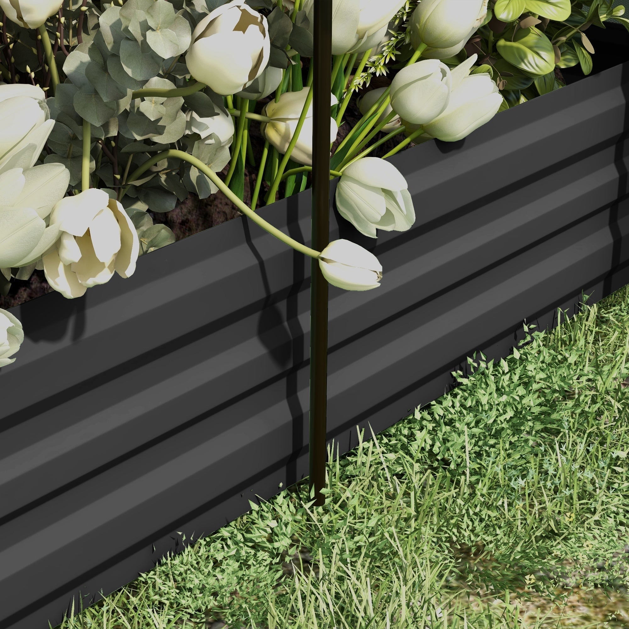 Raised Garden Bed, Steel, Bird Netting, 230x110x110cm, Dark Grey