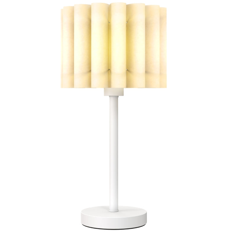 Table lamp with wave lampshade, E27 socket, button switch, white