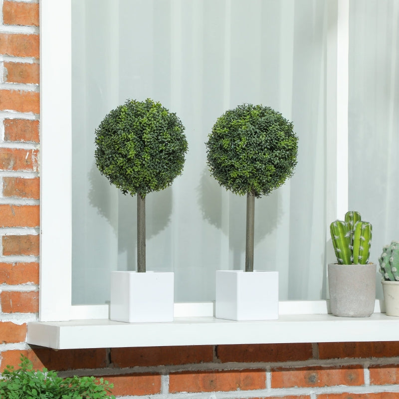 Artificial Boxwood Topiary Balls, Set of 2, 45cm, Plastic