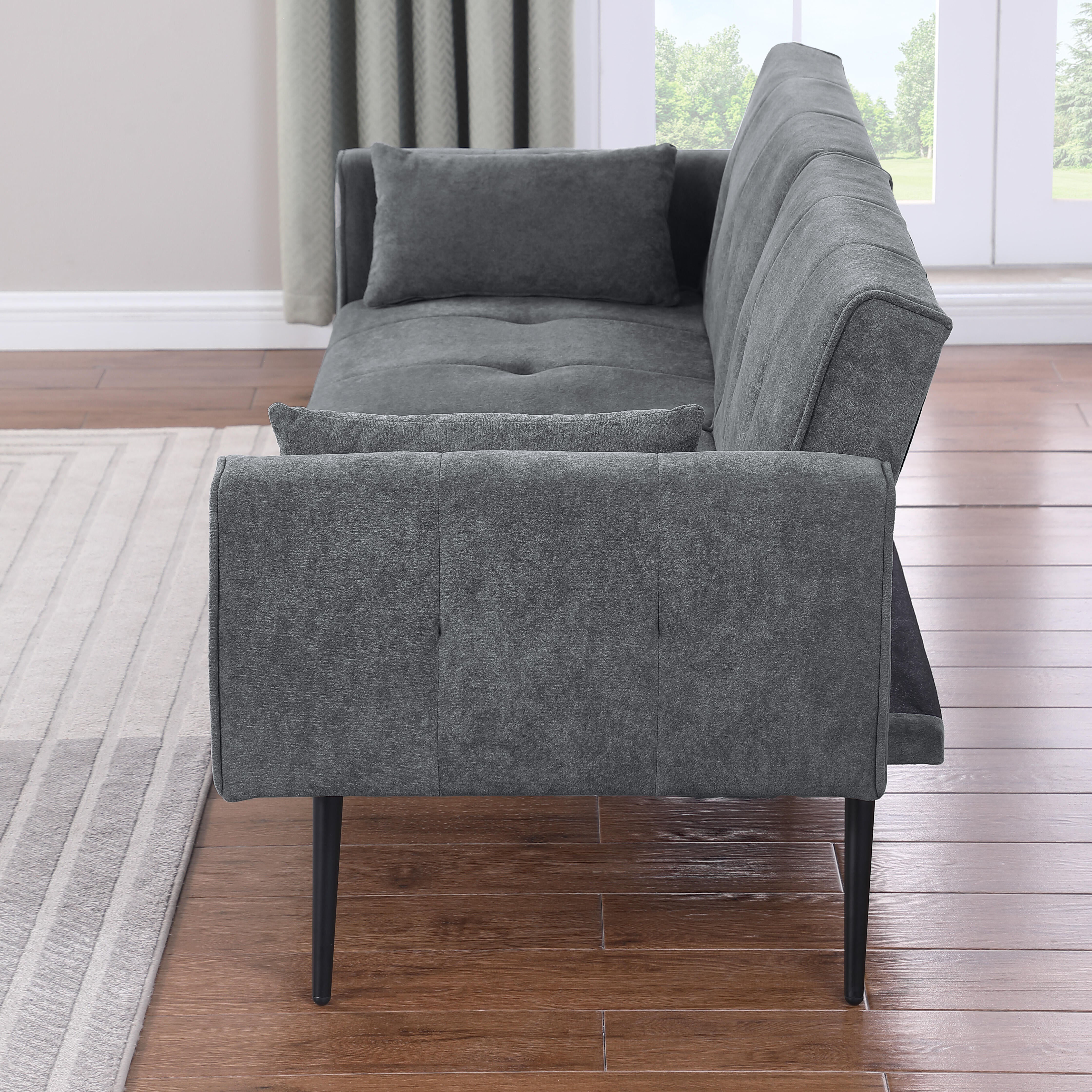 Convertible Sofa Bed, Folding Futon Sleeper, Adjustable Backrest, Small Spaces