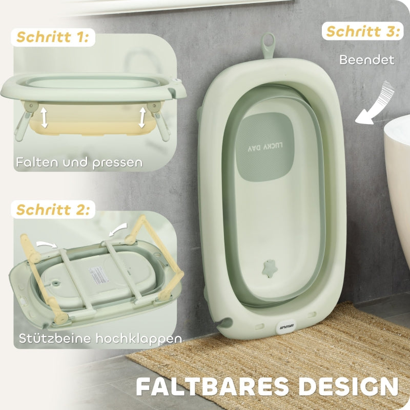 Baby-Badewanne, faltbares, rutschfestes Elefanten-Badkissen, Grün