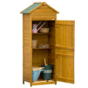 Garden Shed/Cabinet, Weatherproof 2 Doors 2 Shelves 79x49x191.5cm, Natural Wood
