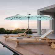 Double Sided Outdoor Umbrella, 14.8 Ft Rectangular Large with Crank, Light Green