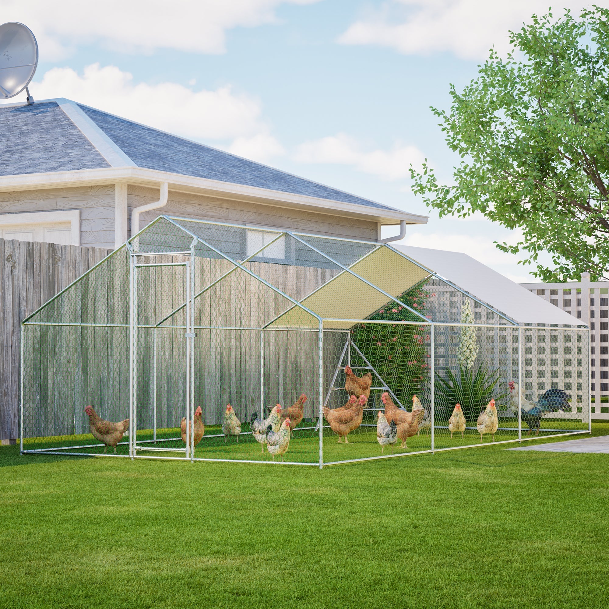 Giant Professional Chicken Coop Aviary 3x6m with Climbing Frame Metal