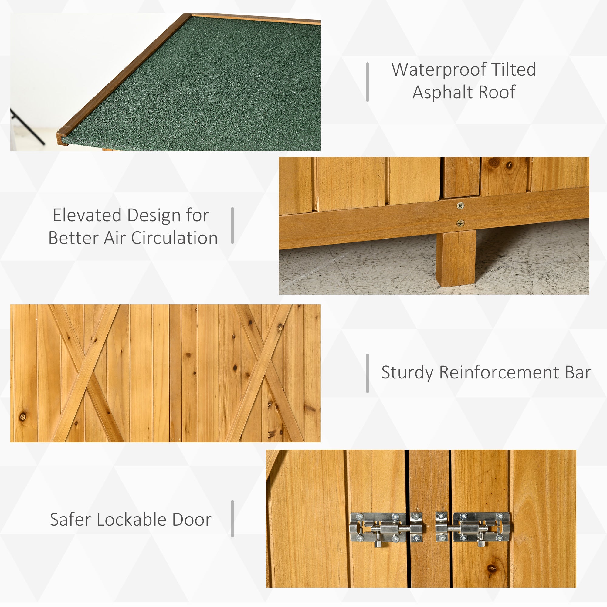 Fir Wood Garden Shed, with Asphalt Roof - Natural