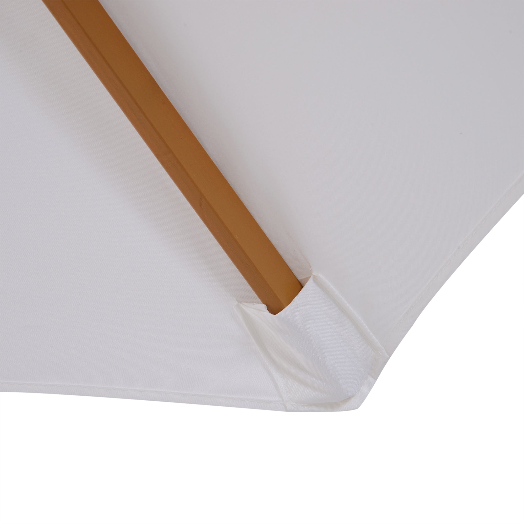 3m Garden Parasol Pulley Operated Market Umbrella Wooden Cream White