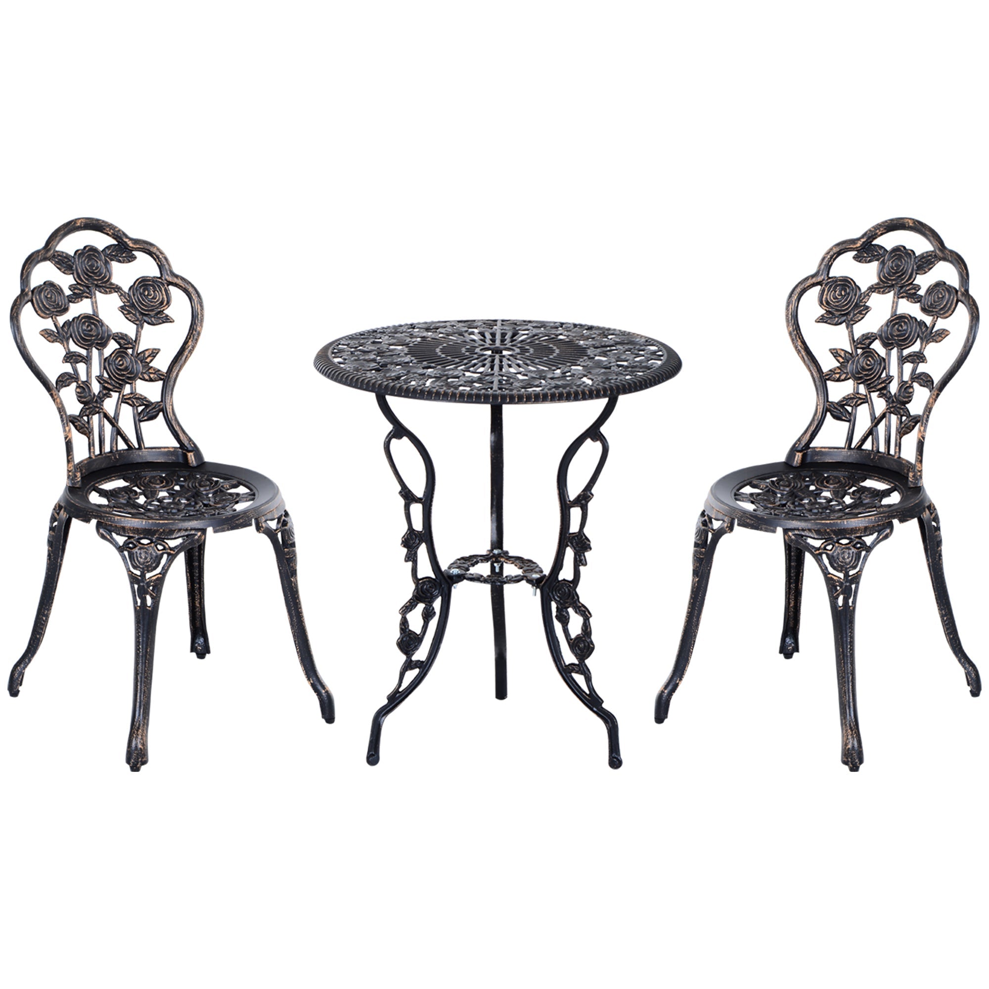 Garden Furniture Set 2-Person Balcony Table & Chair Bronze