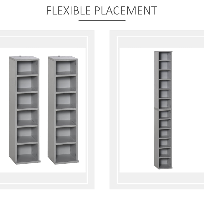 204 CD Media Display Shelf Unit Set of 2 Adjustable Tower Rack, Grey