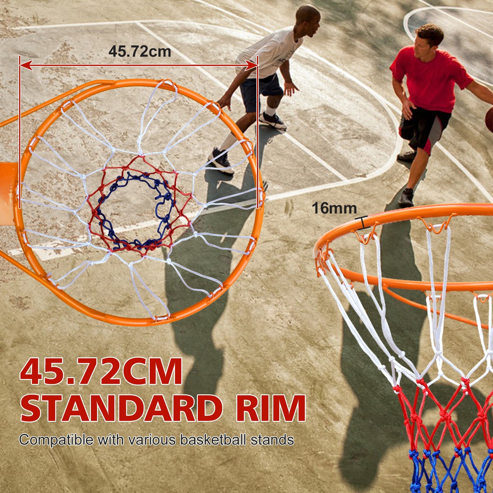Basketball Rim Replacement, 45.72cm Heavy Duty Flex, Orange