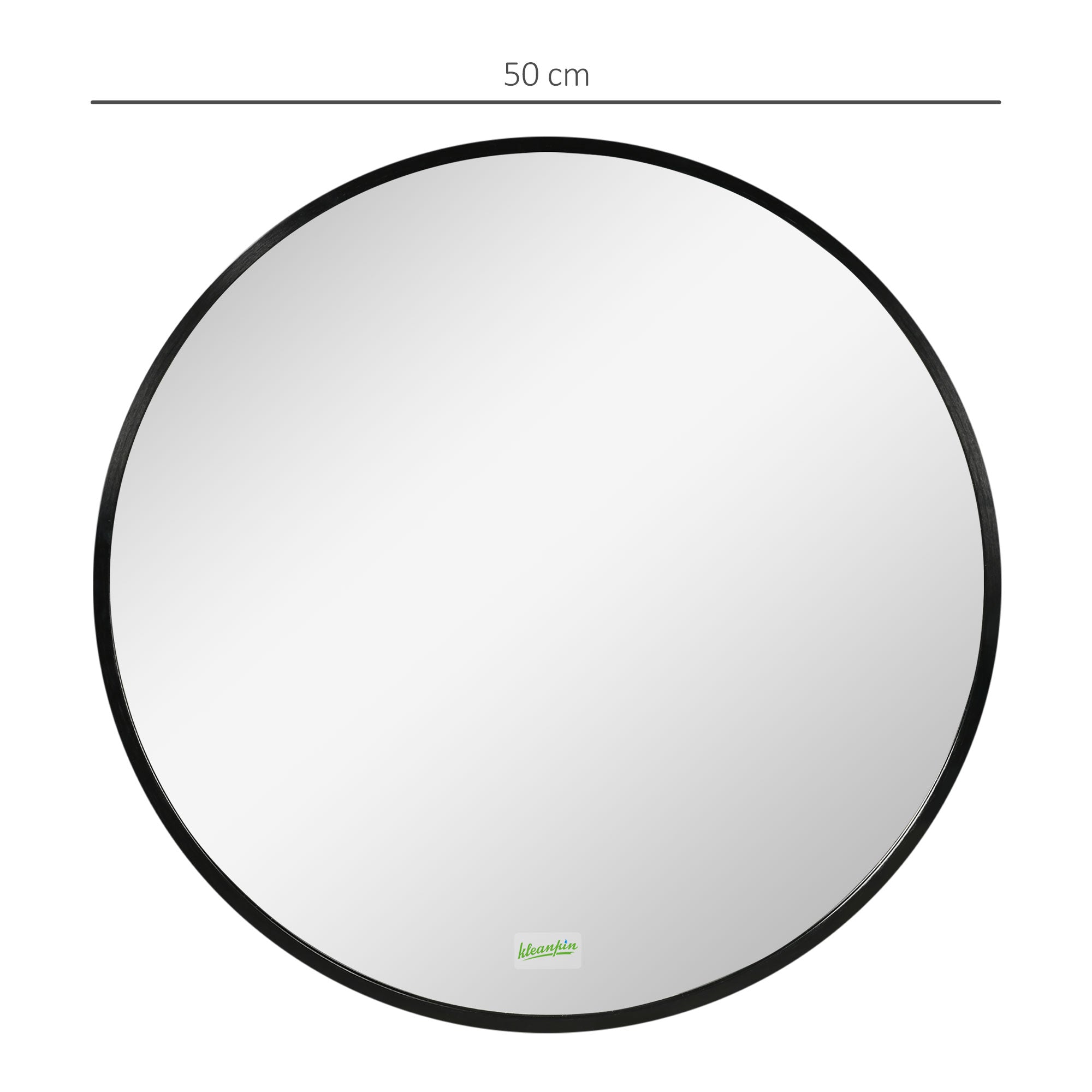 Bathroom Mirror Round Wall Ø50 cm Aluminum Frame IP44 Black