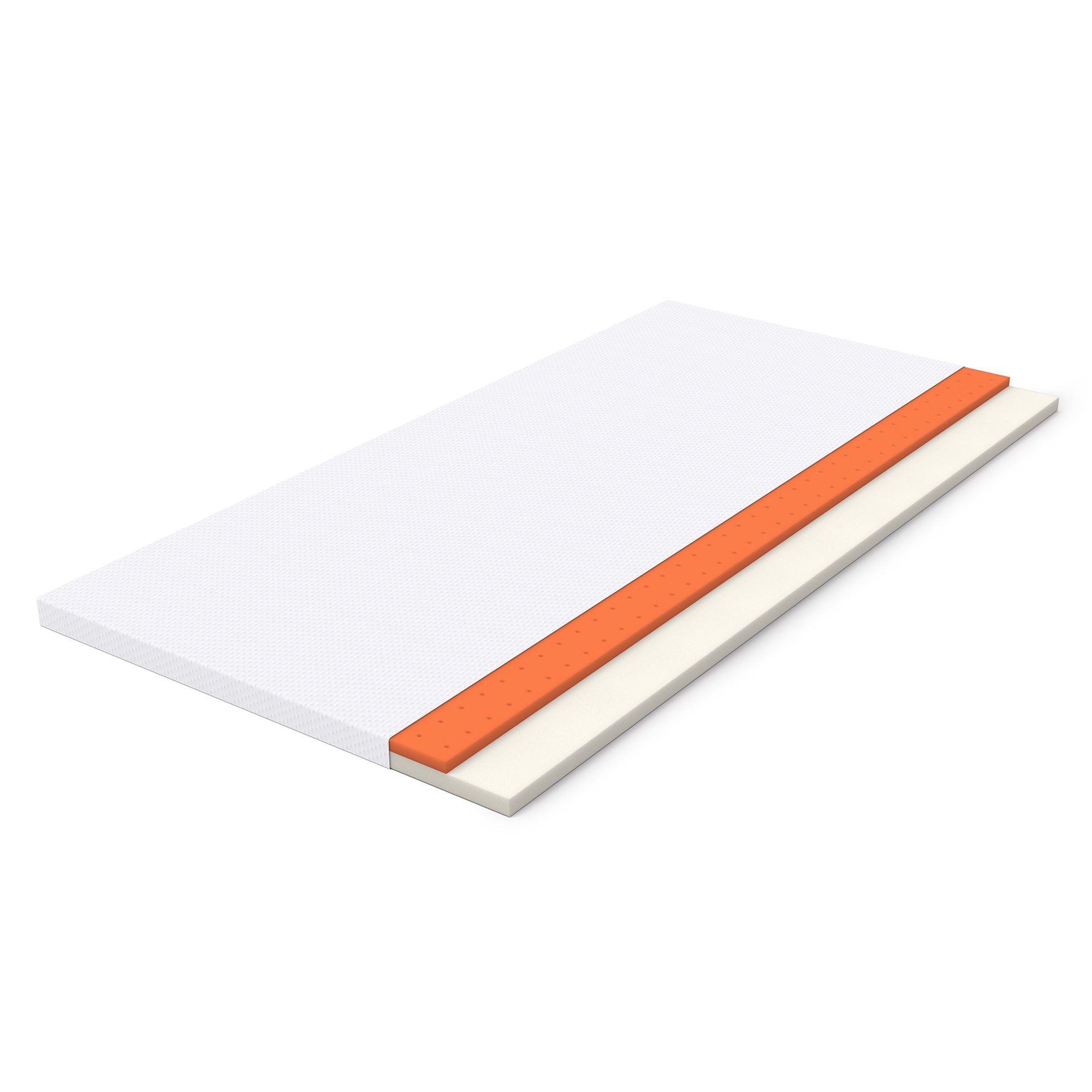Comfortable Mattress H3 Medium Strength Washable 180x200cm, White/Orange Foam