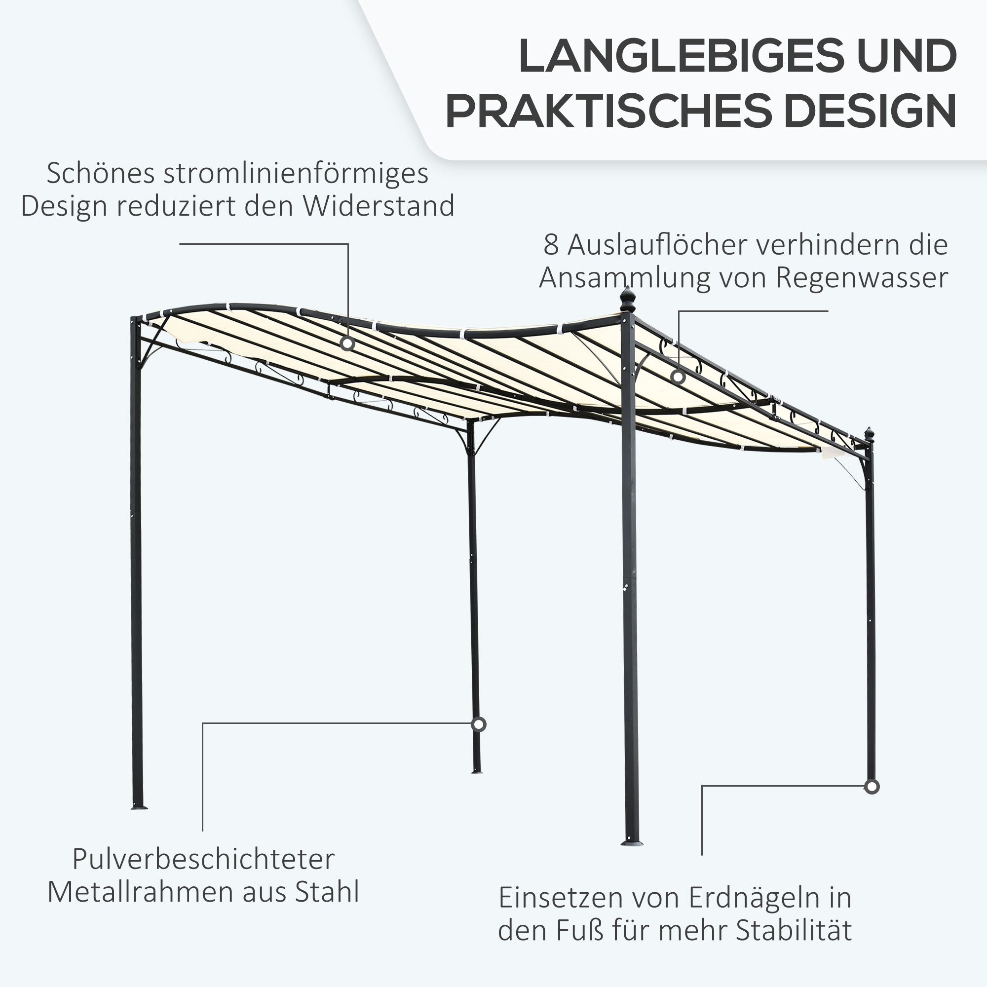 Pergola Garden Pavilion Tent 297x297cm Metal, Cream