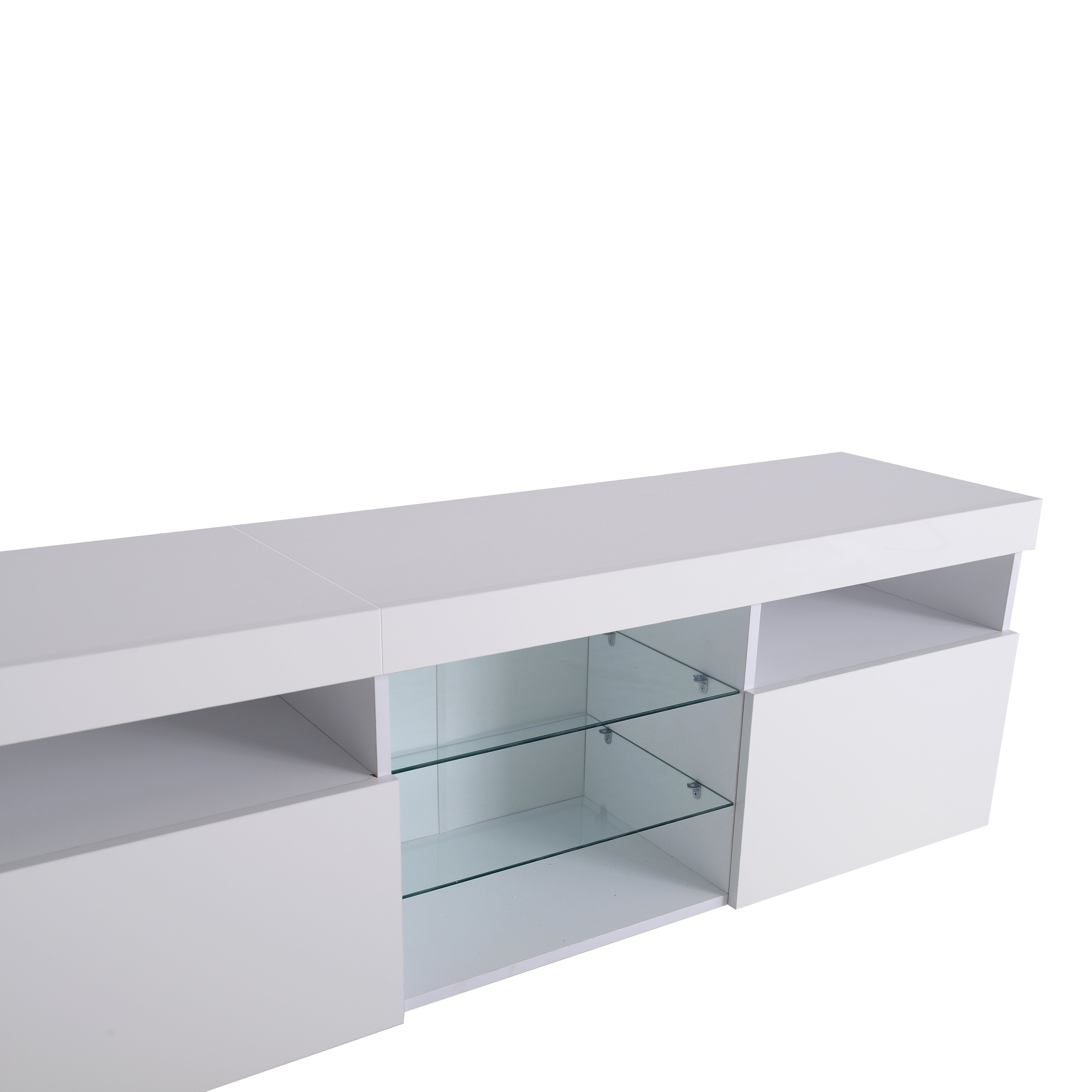 TV Cabinet, Modern with Bright Panel, Variable LED Lighting, 180cm, White