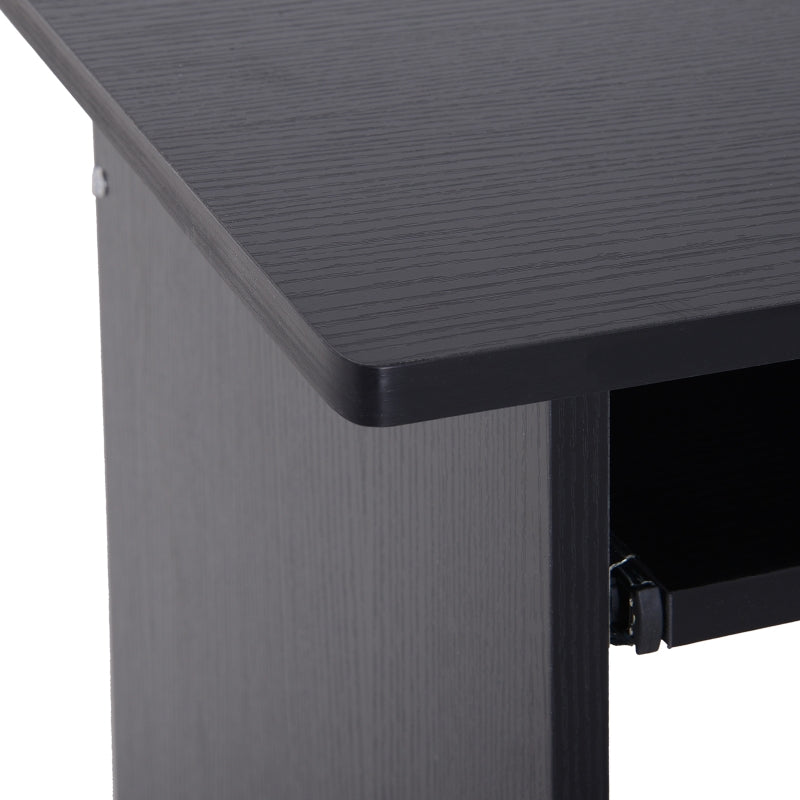Compact Small Computer Table Desk with Keyboard Tray and Storage Shelf, Black