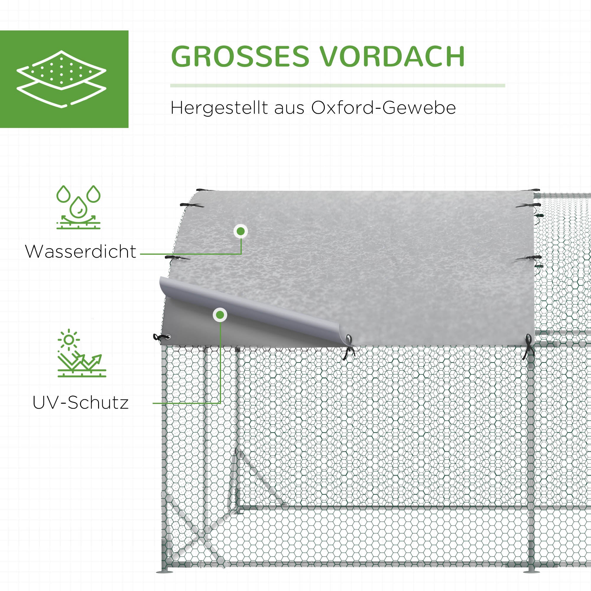 Chicken Coop Free-Range Enclosure, 280 x 380 x 197 cm, Steel