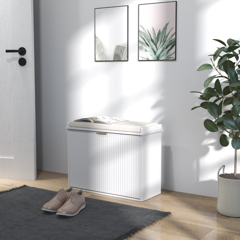 Elegant Six Shoe Bench with Top Seat - White