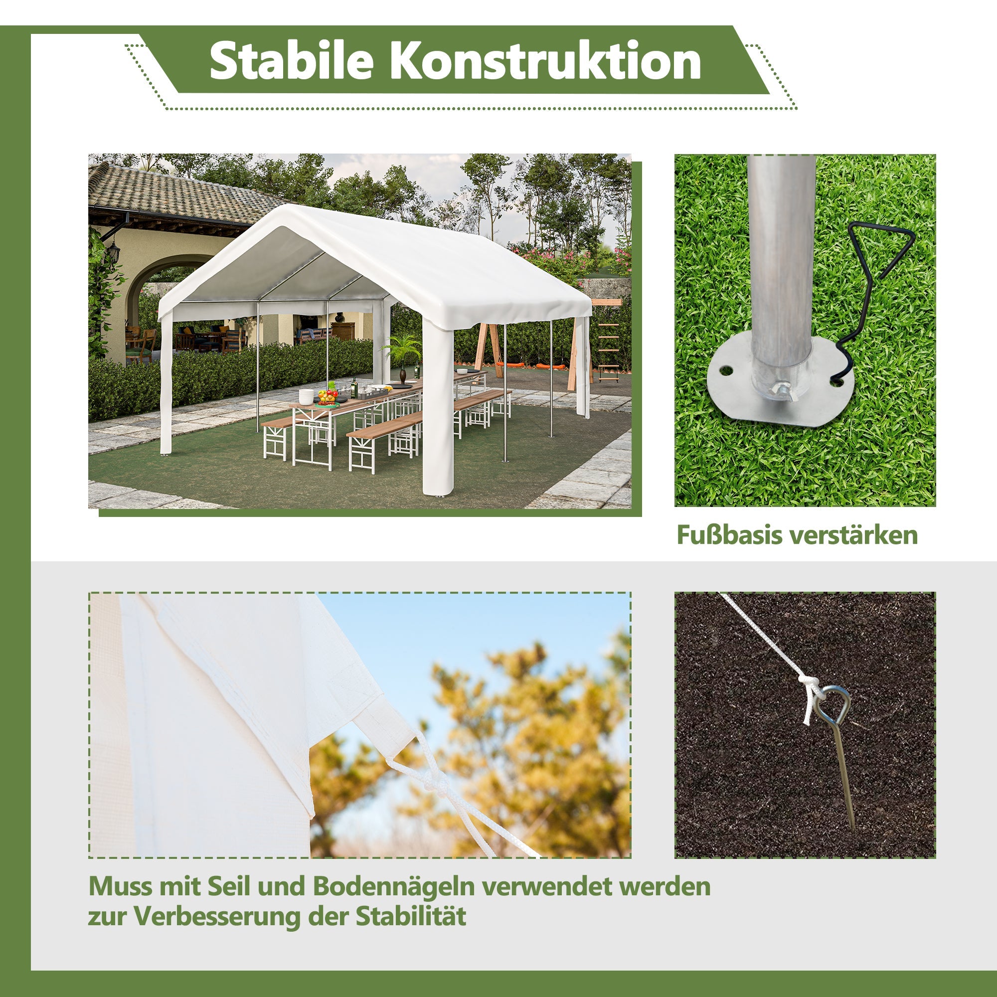 Car Tent Garage 4x6m Weatherproof Dual Roller Doors Removable Roof and Sides