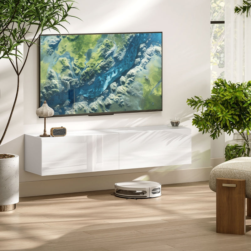 TV cabinet hanging TV board for TVs up to 65 inches 140 cm lowboard with storage space, white
