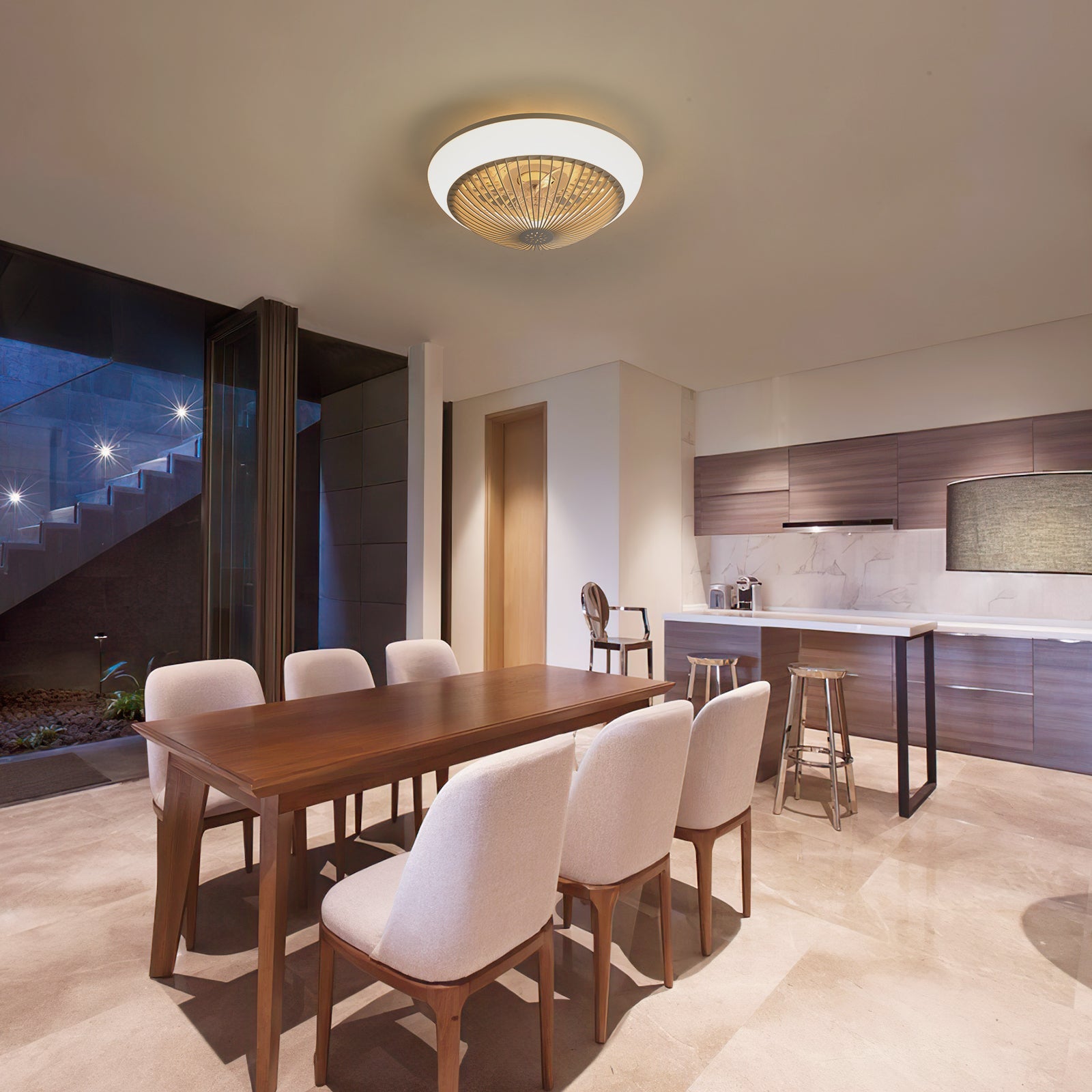 15" Ceiling Fan RGB LED Light App Control Silent Dimmable with Timer - Transparent ABS Blades