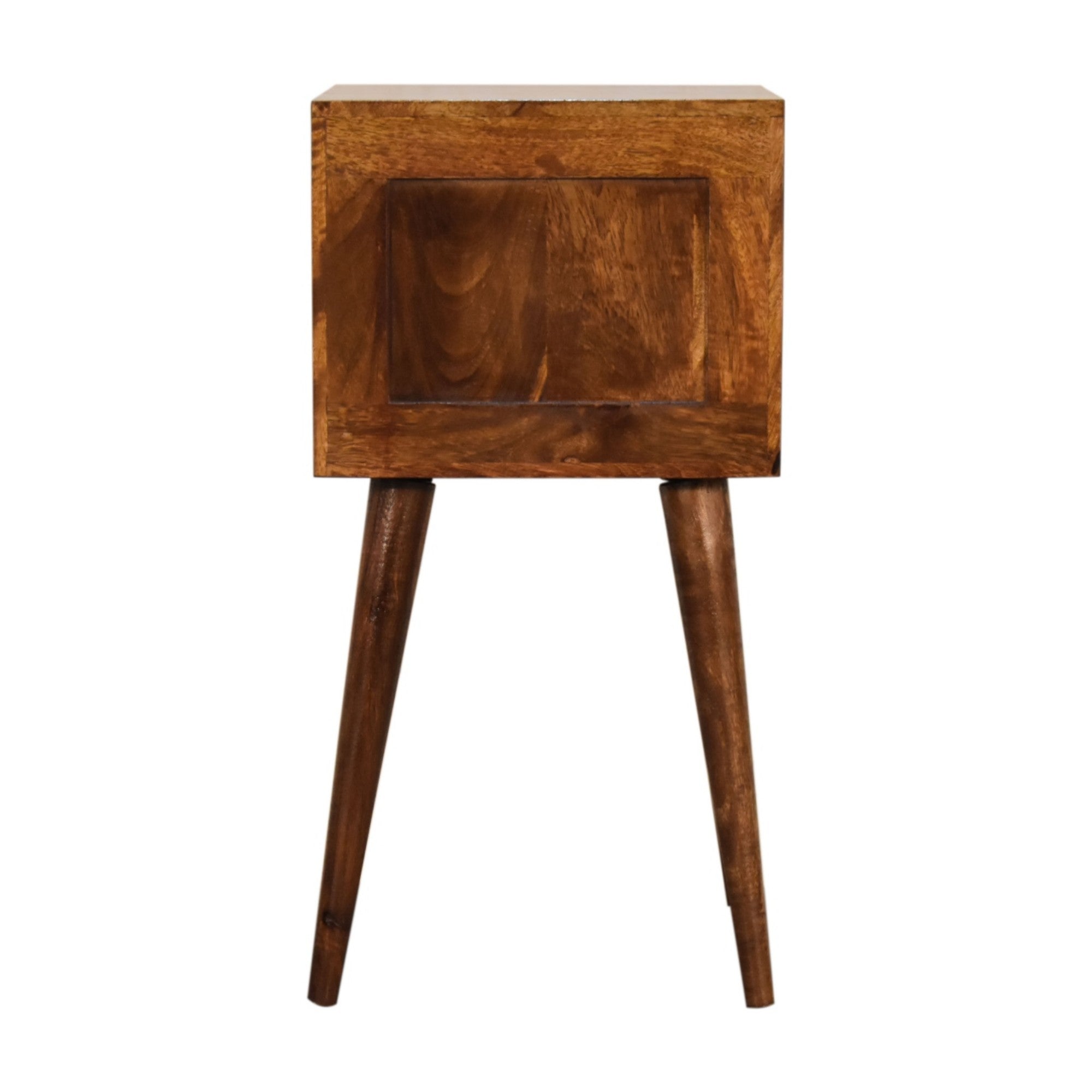 Solid Wood Mini Bedside with 2 Drawers, Dark Brown