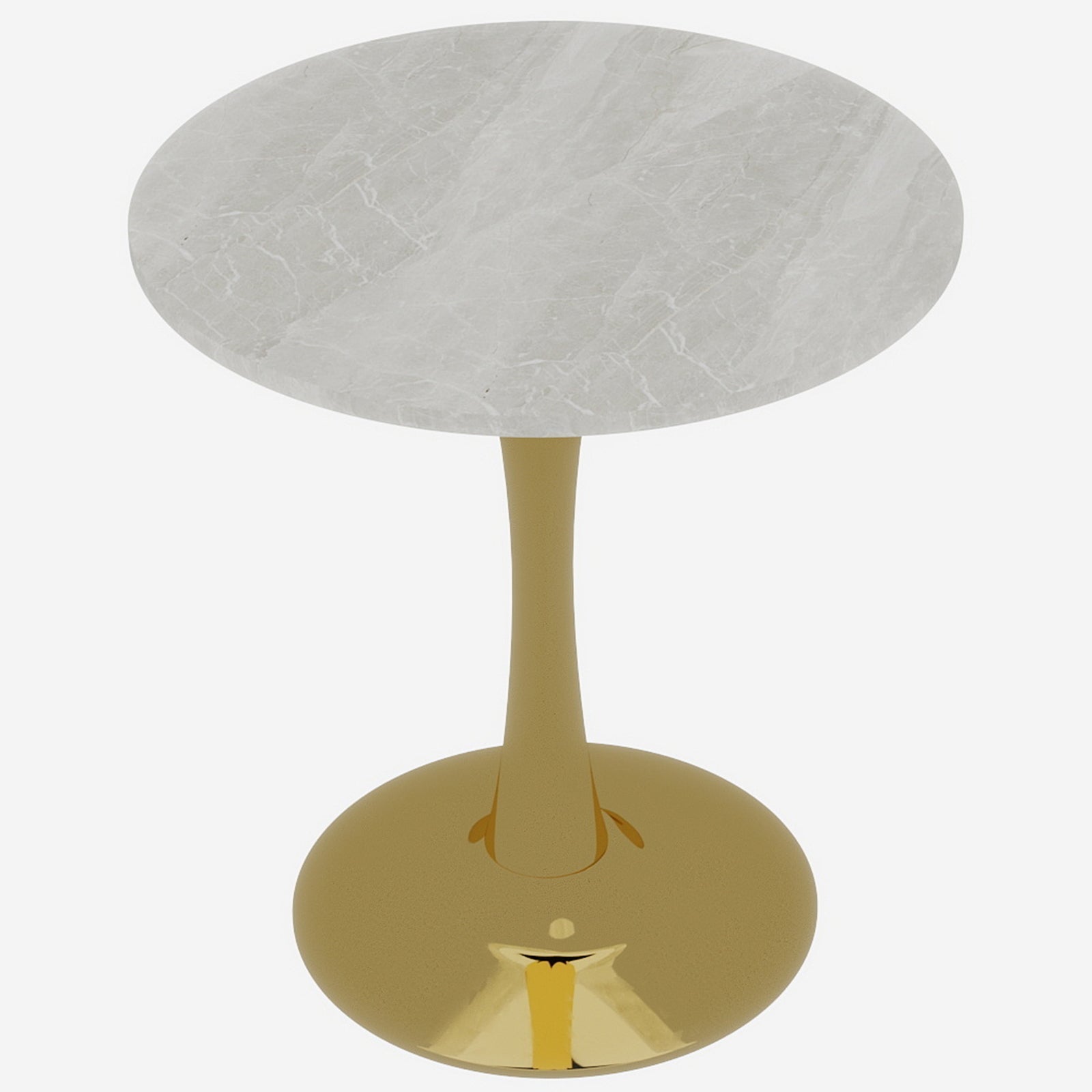 Coffee/Dining Table Round Marble Mid-Century Modern 27.6-inch - Golden Finish