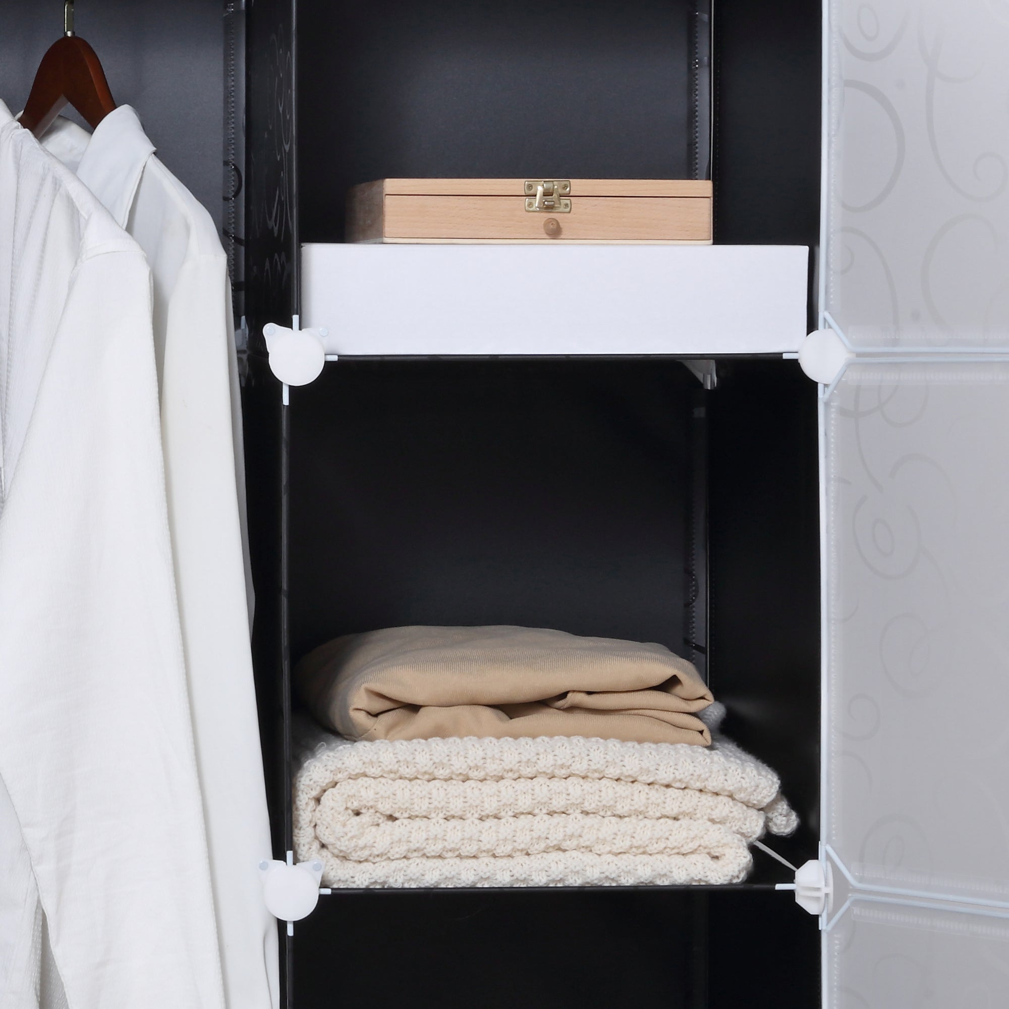 DIY Kleiderschrank-Regalsystem, 2 große & 9 kleine Würfel, Schwarz