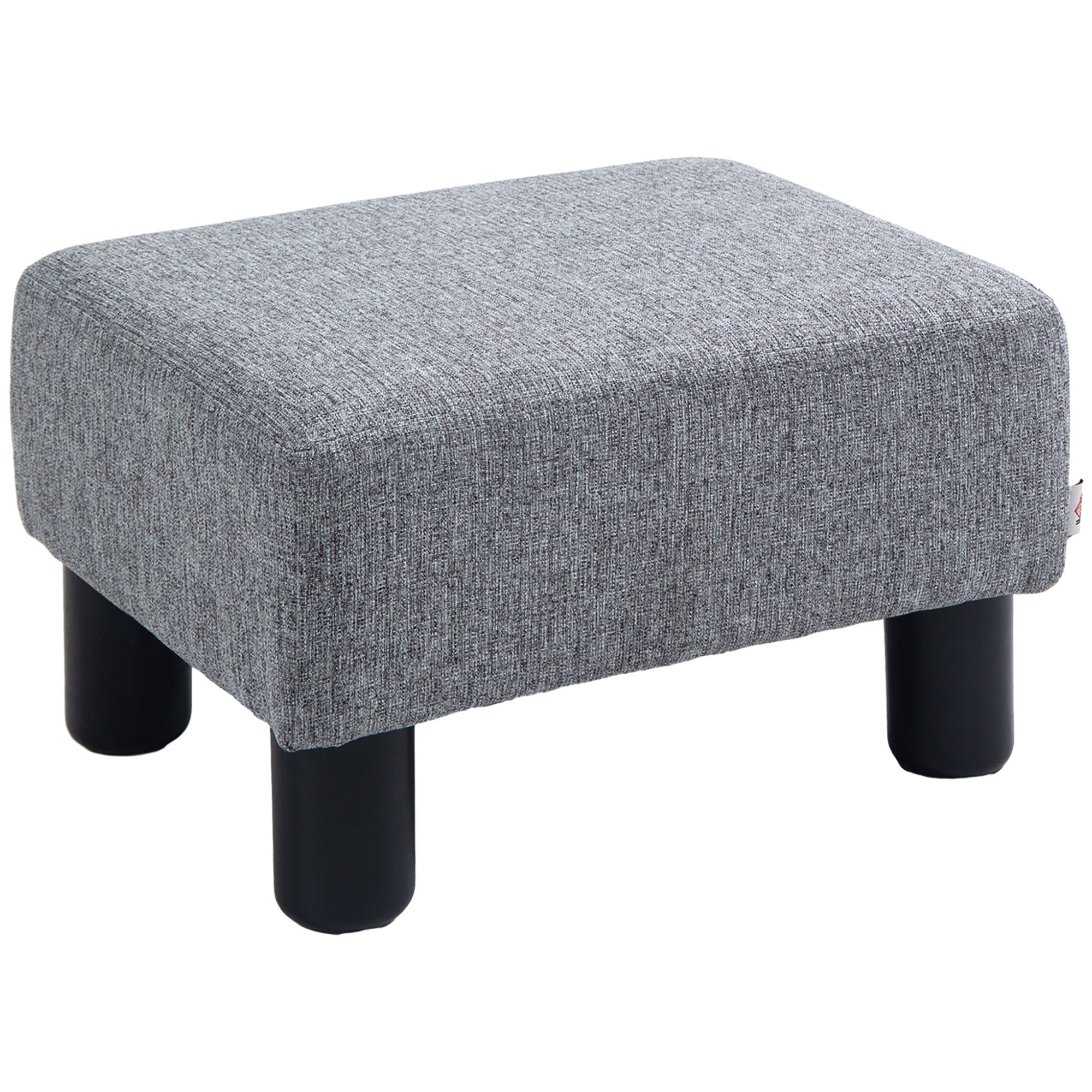 Footstool Rectangular Ottoman Upholstered Linen 150kg Capacity, Grey