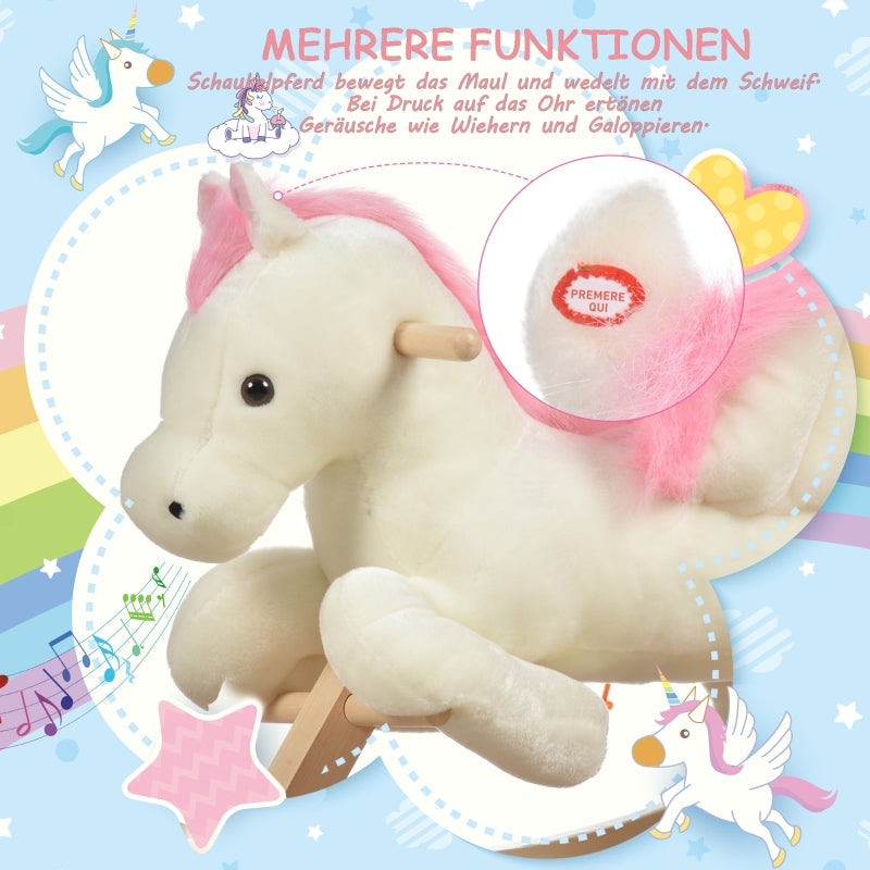 Plush Baby Rocking Horse with Sound Effects and Handles, Toddler Swing Seat
