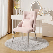 Dining Chair with Button Pattern and Lumbar Cushion, Pink