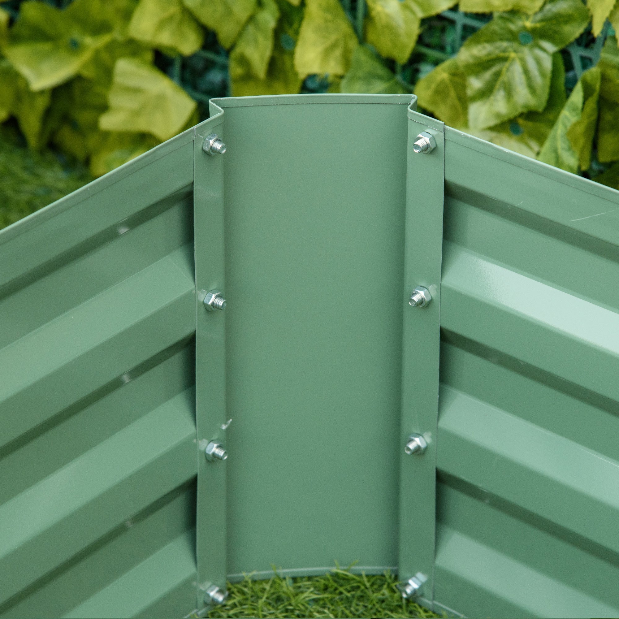 Garden Bed Planter 100x100x30cm for Vegetables & Flowers, Galvanized Steel Green